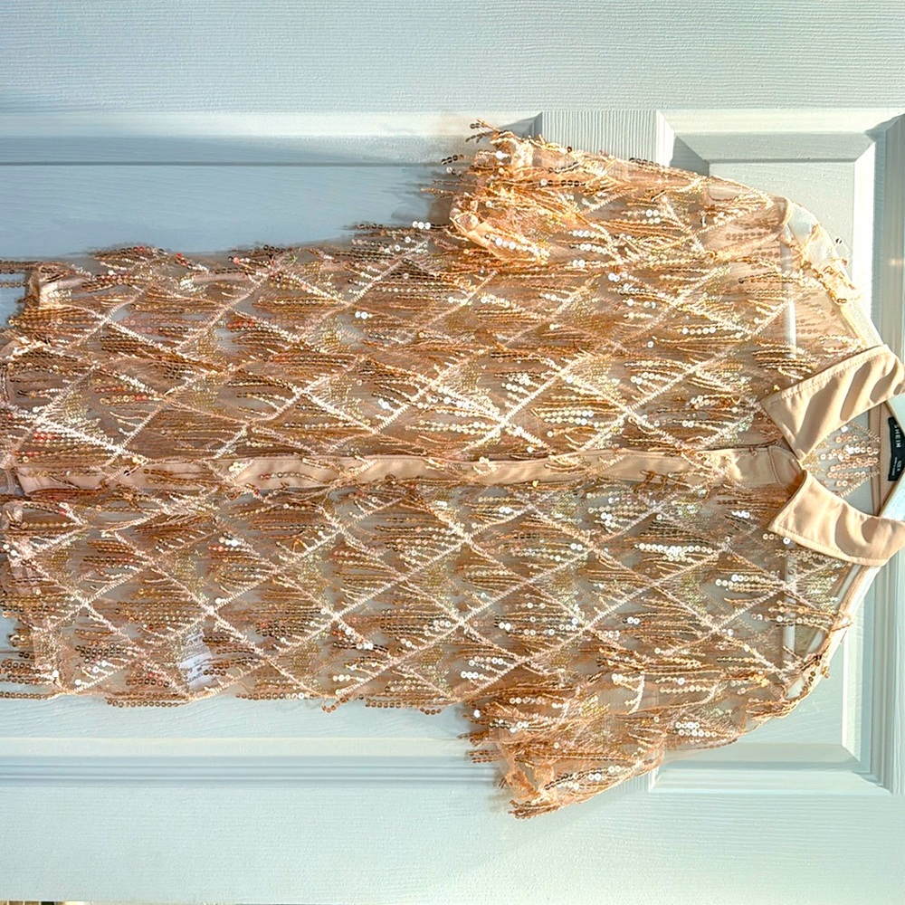 BRAND NEW Mesh and Sequin Soft Gold Top UNISEX